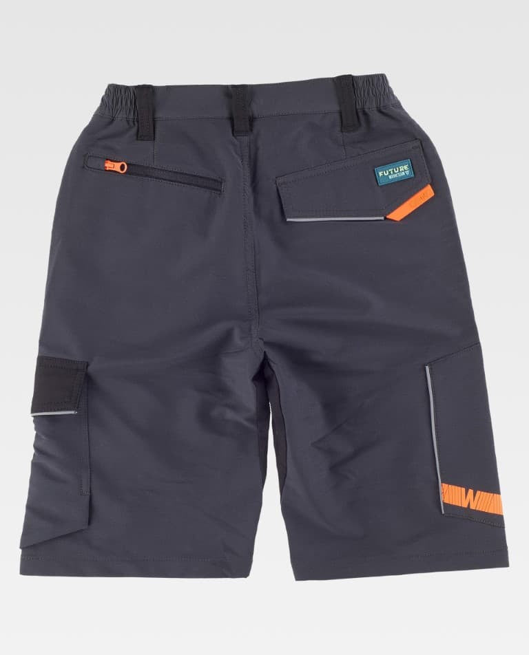 Bermuda Workteam WF3017 Gris Oscuro / Negro / Naranja Flúor