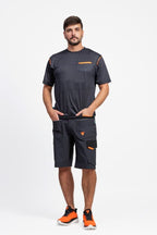 Bermuda Workteam WF3017 Gris Oscuro / Negro / Naranja Flúor