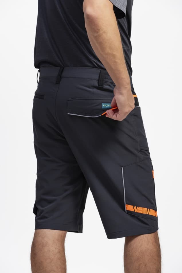 Bermuda Workteam WF3017 Gris Oscuro / Negro / Naranja Flúor