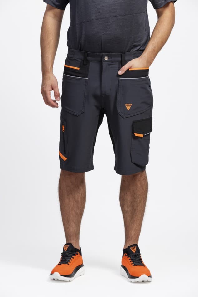 Bermuda Workteam WF3017 Gris Oscuro / Negro / Naranja Flúor