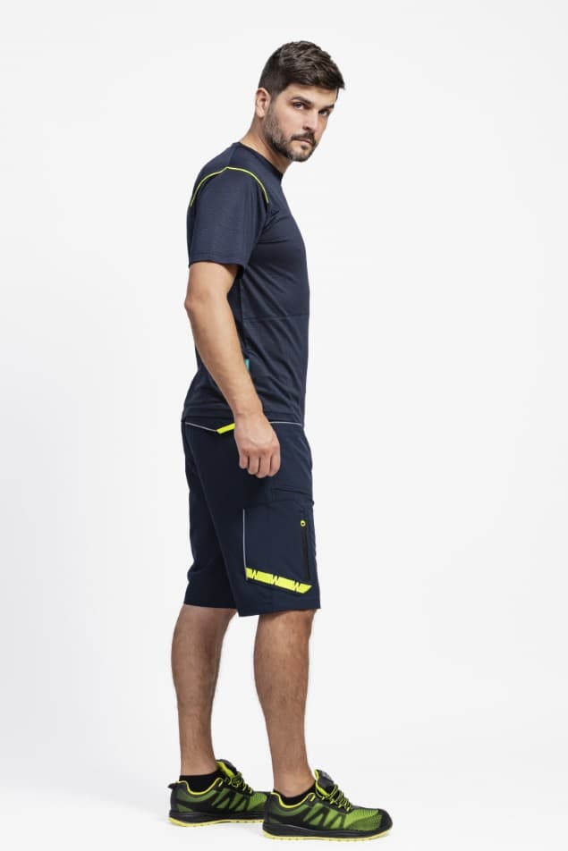 Bermuda Workteam WF3017 Marino / Negro / Amarillo Flúor