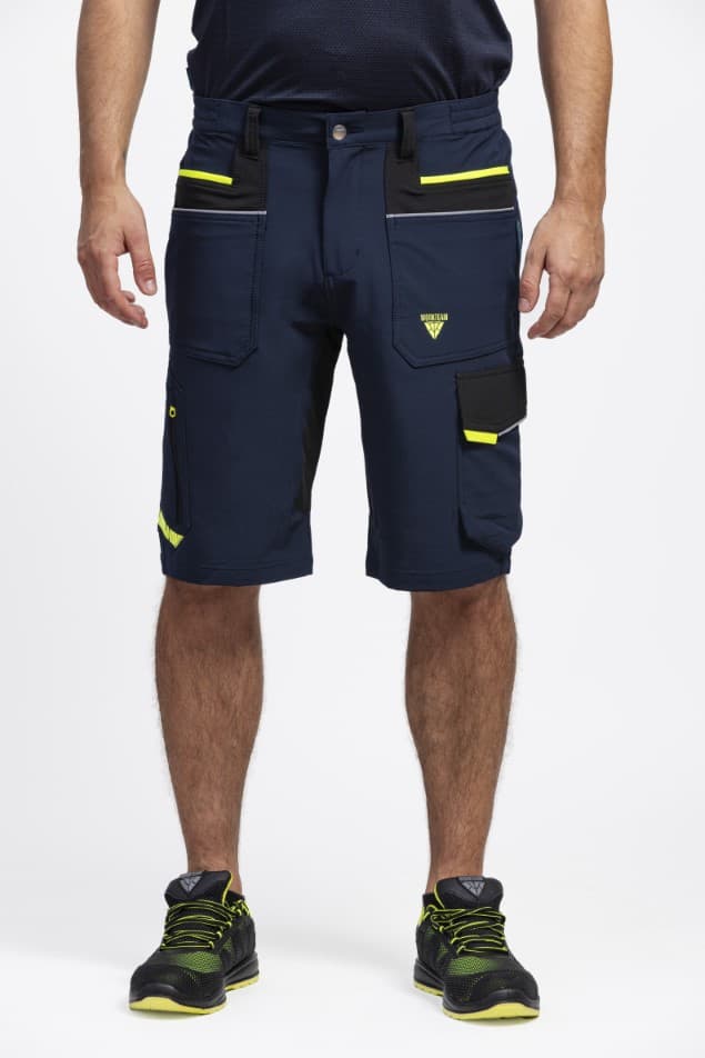 Bermuda Workteam WF3017 Marino / Negro / Amarillo Flúor