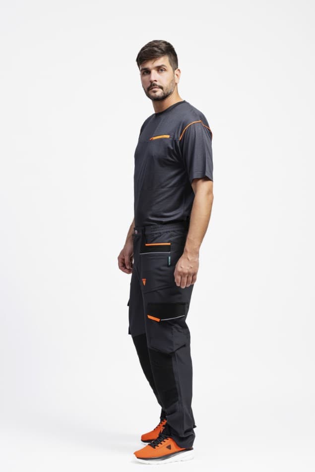 Pantalón Workteam WF3050 Gris Oscuro / Negro / Naranja Flúor