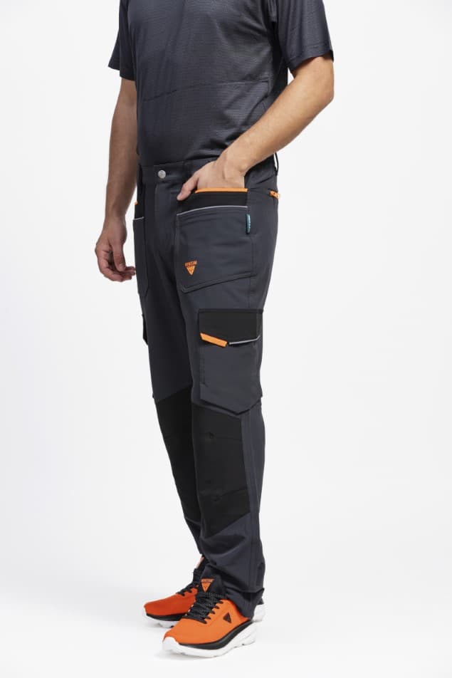 Pantalón Workteam WF3050 Gris Oscuro / Negro / Naranja Flúor