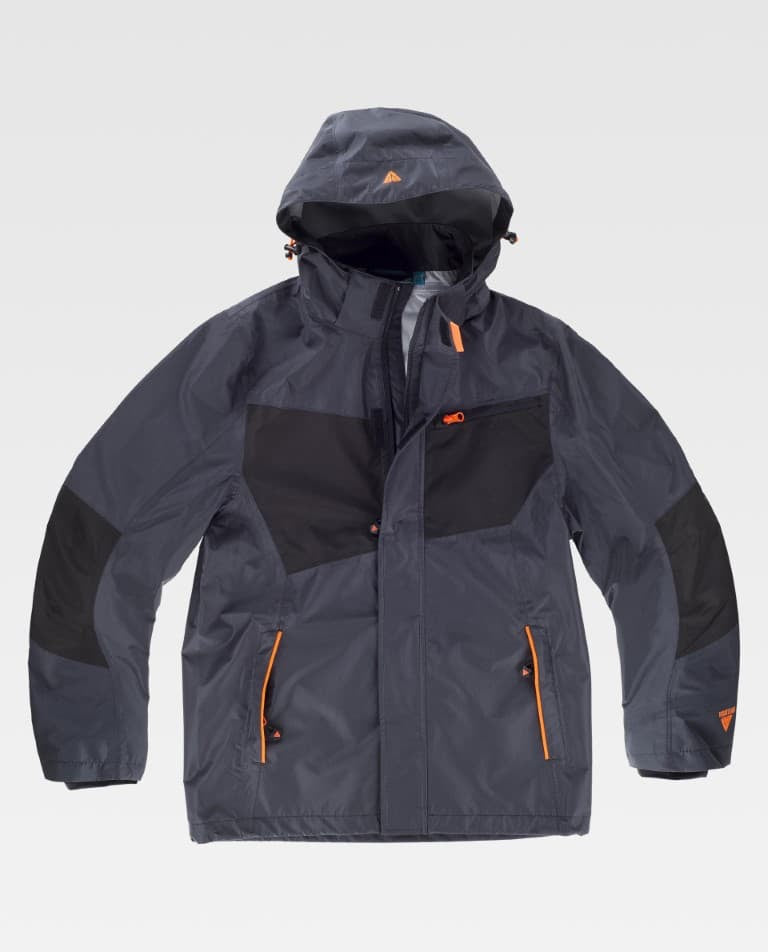 Impermeable Workteam WF3058 Gris Oscuro / Negro / Naranja Flúor