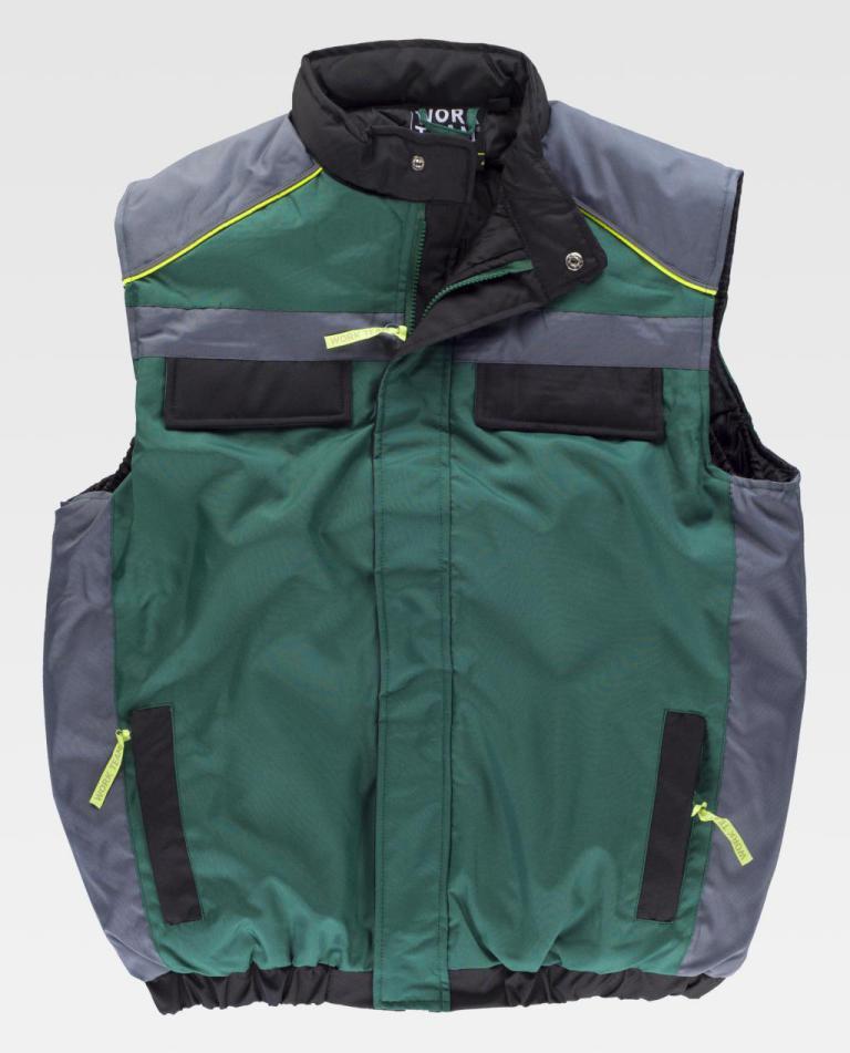 Chaleco Workteam WF5853 Verde / Gris Oscuro / Negro