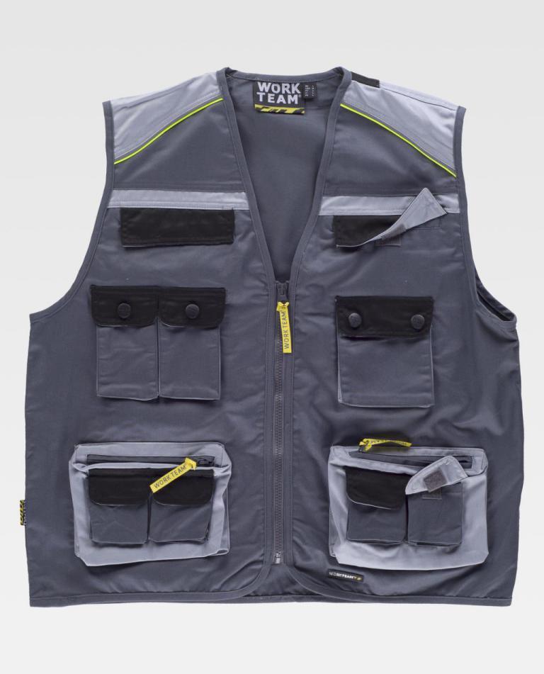 Chaleco Workteam WF5854 Gris Oscuro / Gris Claro / Negro