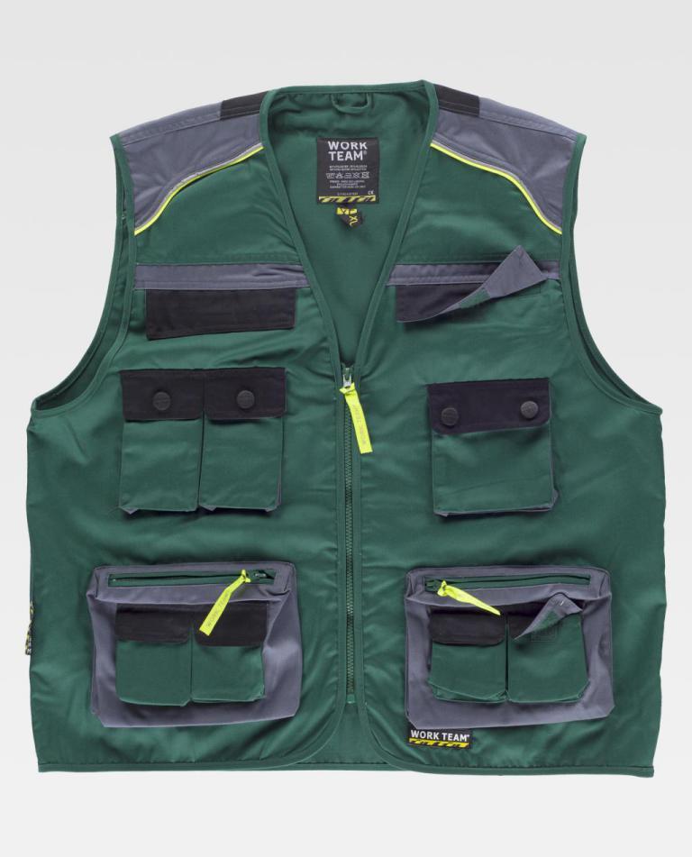 Chaleco Workteam WF5854 Verde / Gris Oscuro / Negro