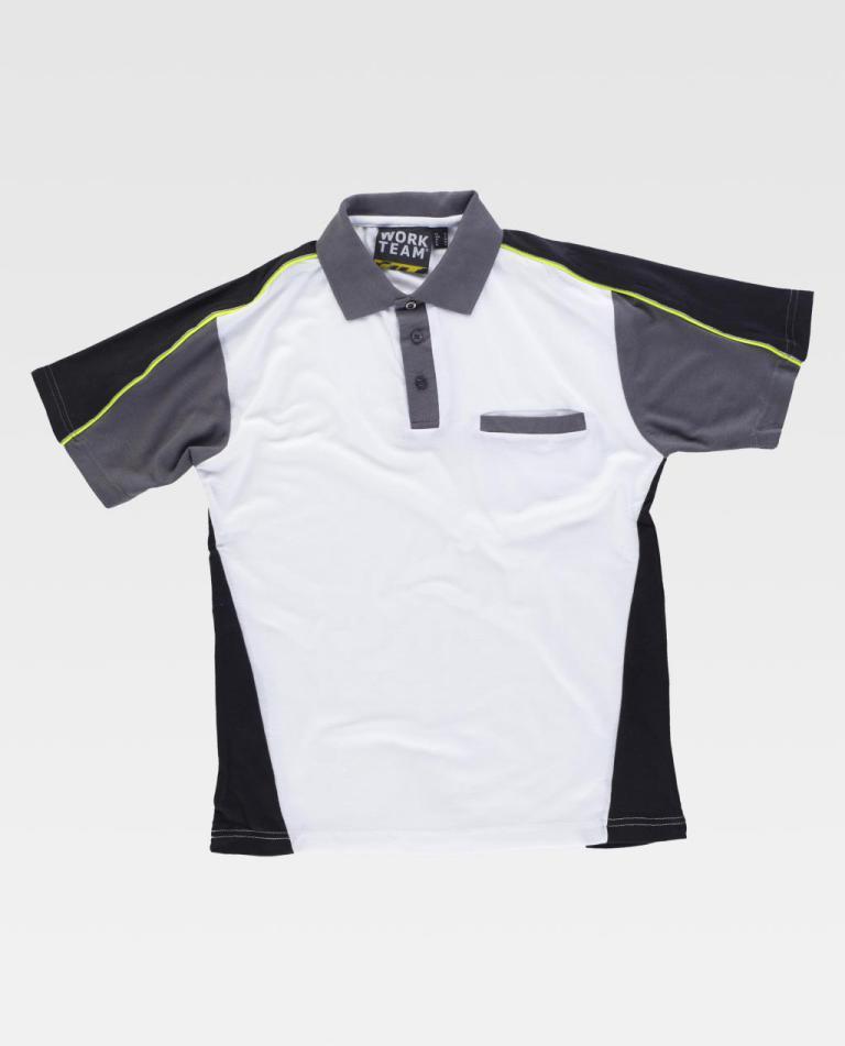 Polo Workteam WF5855 Blanco / Negro / Gris Oscuro