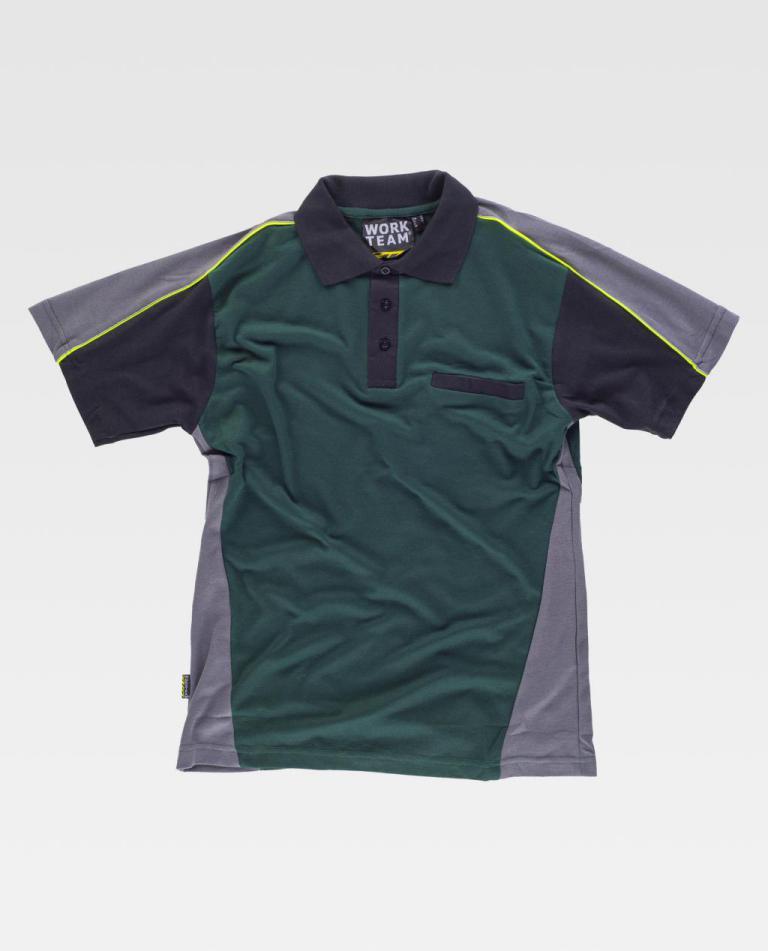 Polo Workteam WF5855 Verde / Gris Oscuro / Negro