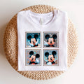 Camiseta Disney cuadros Mickey estrellas, color blanco, estampado frontal