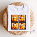 Camiseta Disney cuadros Garfield dorado, color blanco, estampado frontal