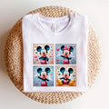 Camiseta Disney cuadros Mickey corazones, color blanco, estampado frontal