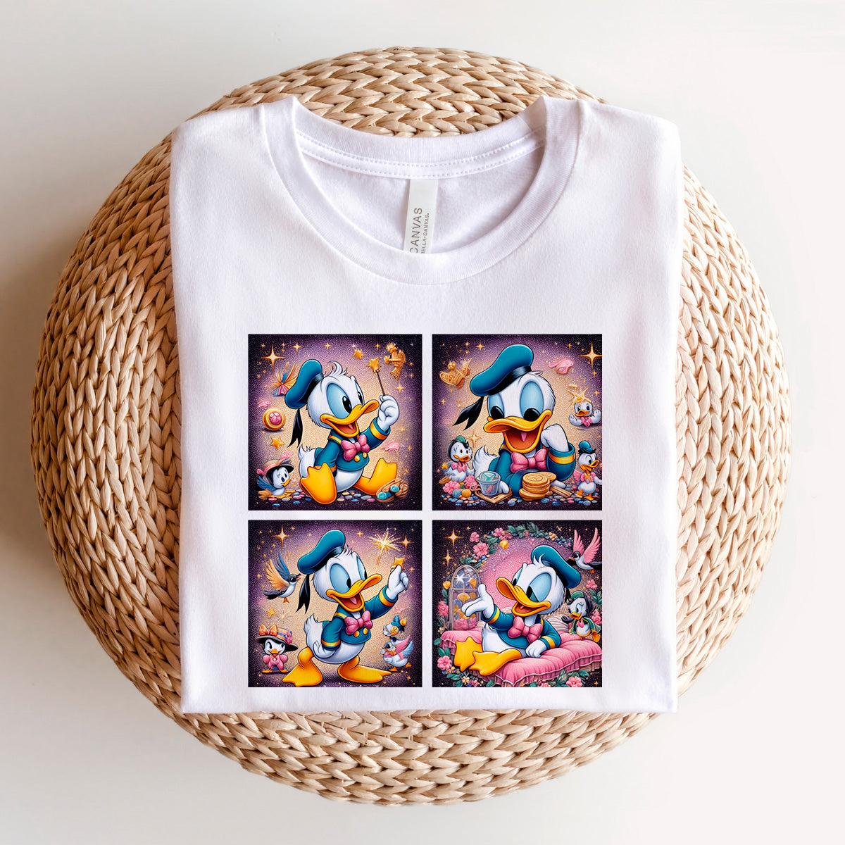 Camiseta Disney cuadros Donald fantasía, color blanco, estampado frontal