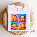 Camiseta Disney cuadros Garfield dulces, color blanco, estampado frontal