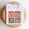 Camiseta Disney cuadros Daisy margaritas, color blanco, estampado frontal