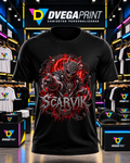 Camiseta negra Halloween Demonio infernal en estudio Dvegaprint