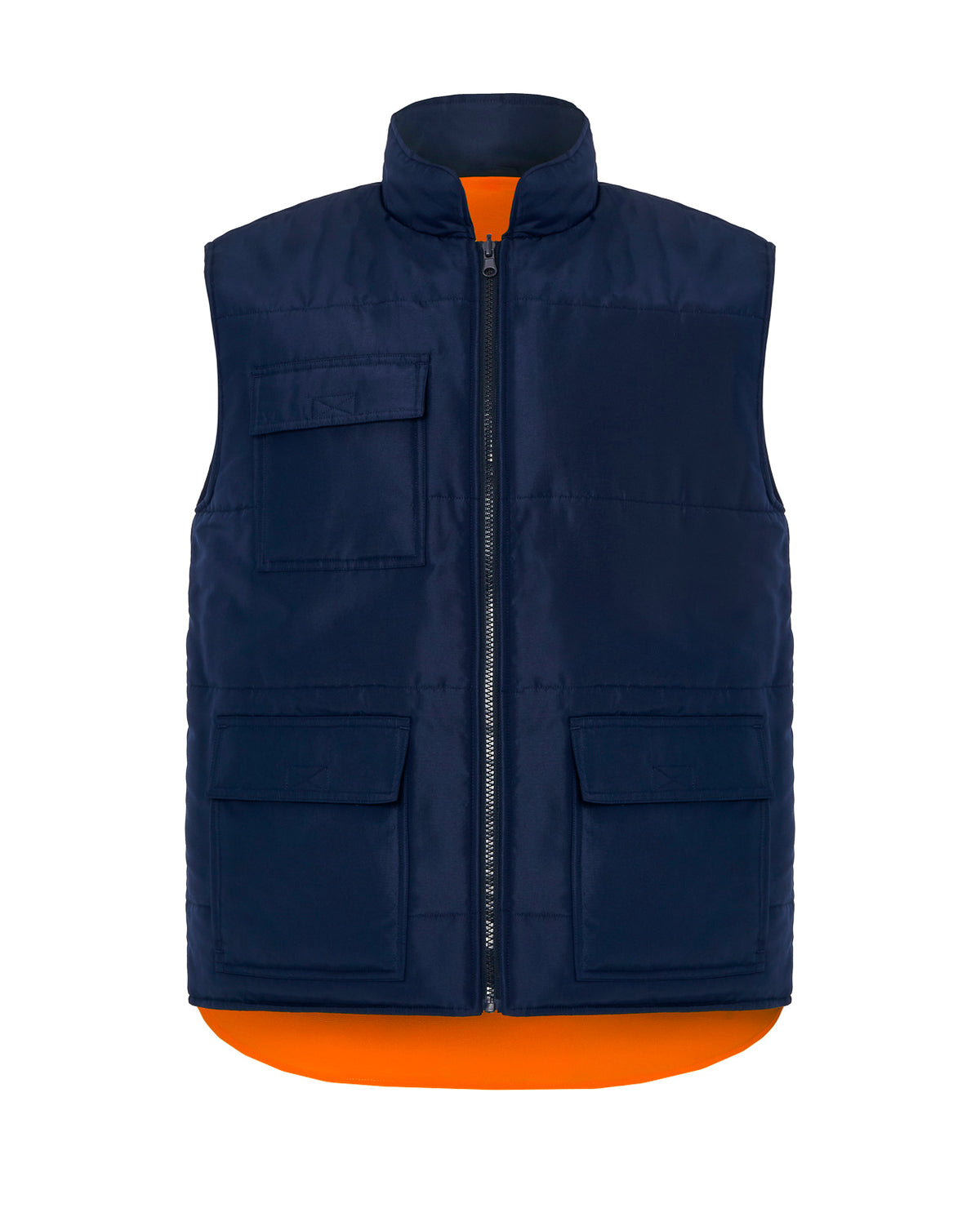Chaleco Acolchado Reversible - Navy - Orange Fluor