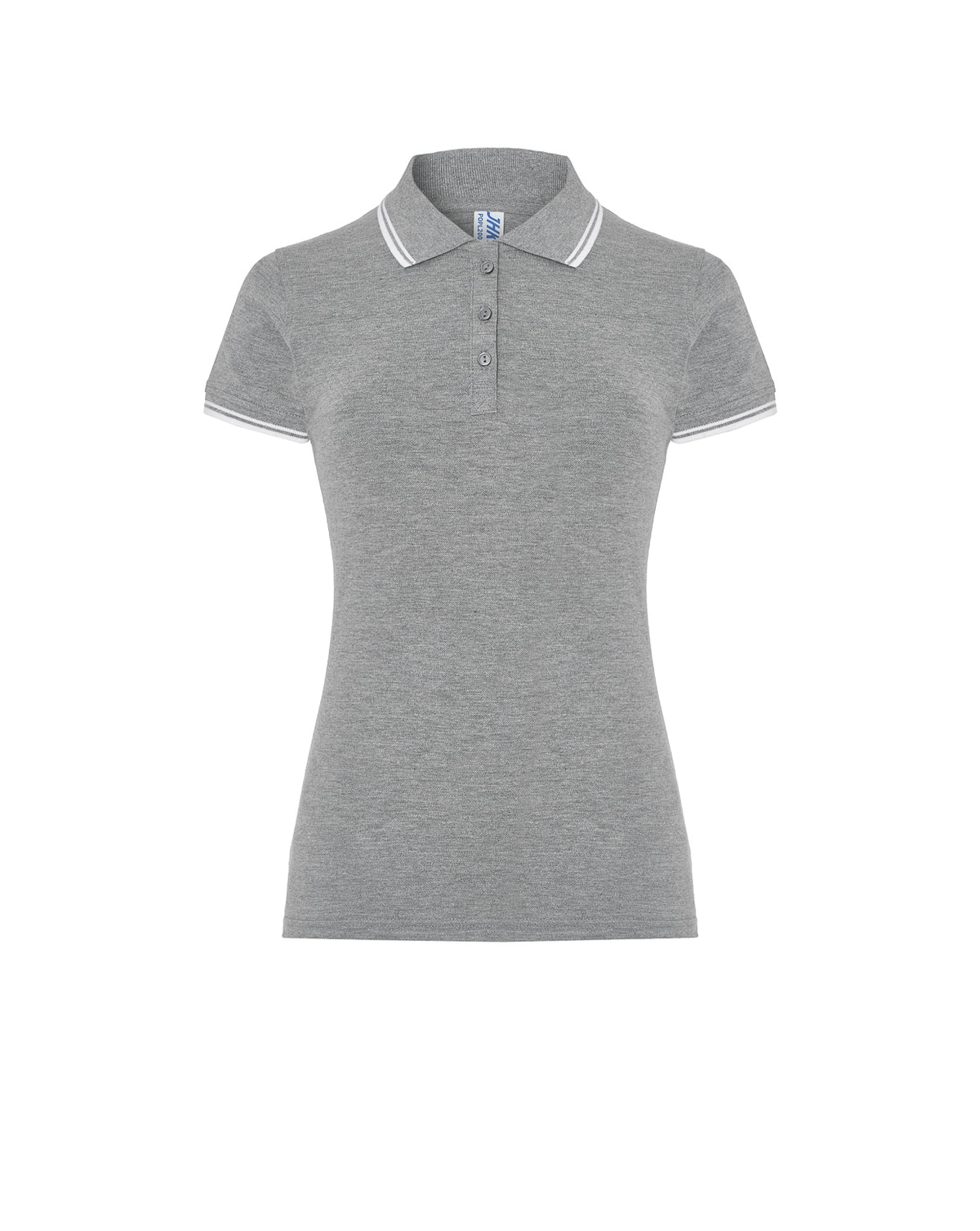 Regular Polo Lady - Grey Melange - White