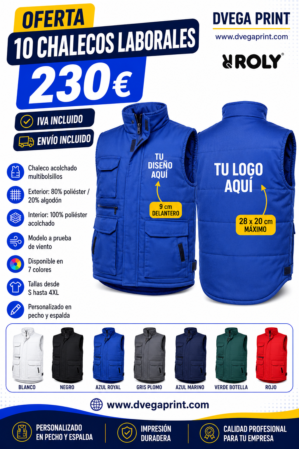 Oferta pack 10 chalecos laborales