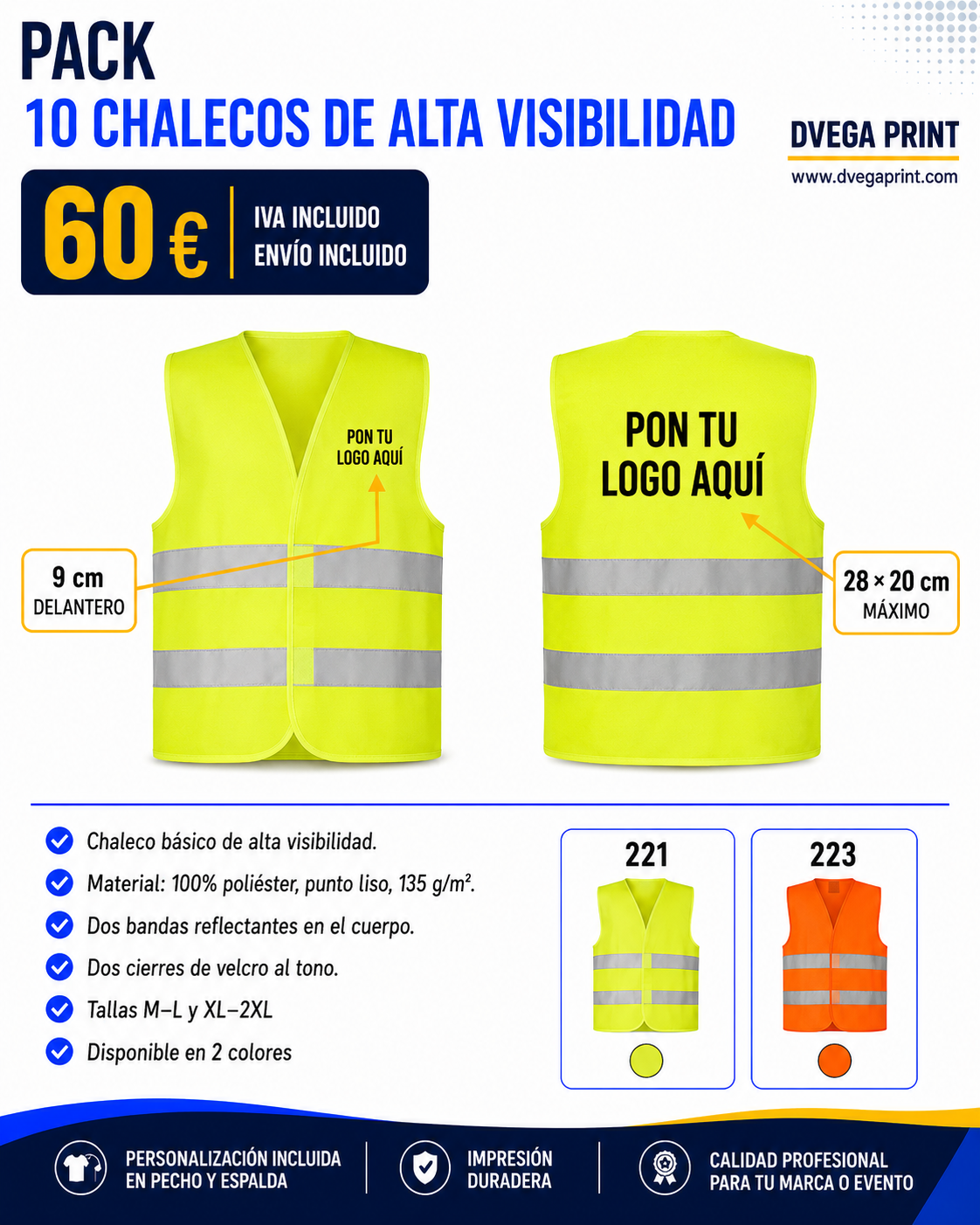 Oferta pack 10 chalecos alta visibilidad