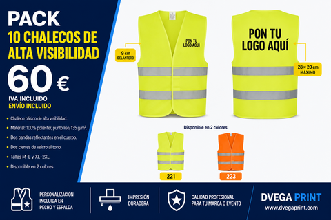 Pack 10 chalecos alta visibilidad CC5063