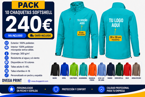 Pack 10 chaquetas softshell Nebraska SS6436 horizontal