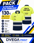 Oferta pack de 10 polos de alta visibilidad personalizados