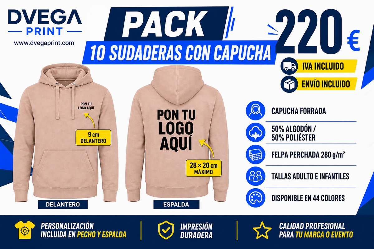 Pack 10 sudaderas con capucha SU1067