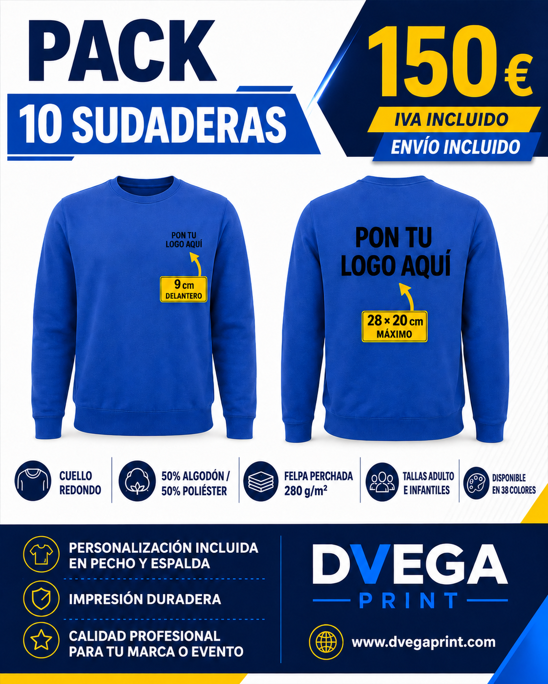 Oferta pack 10 sudaderas clásicas