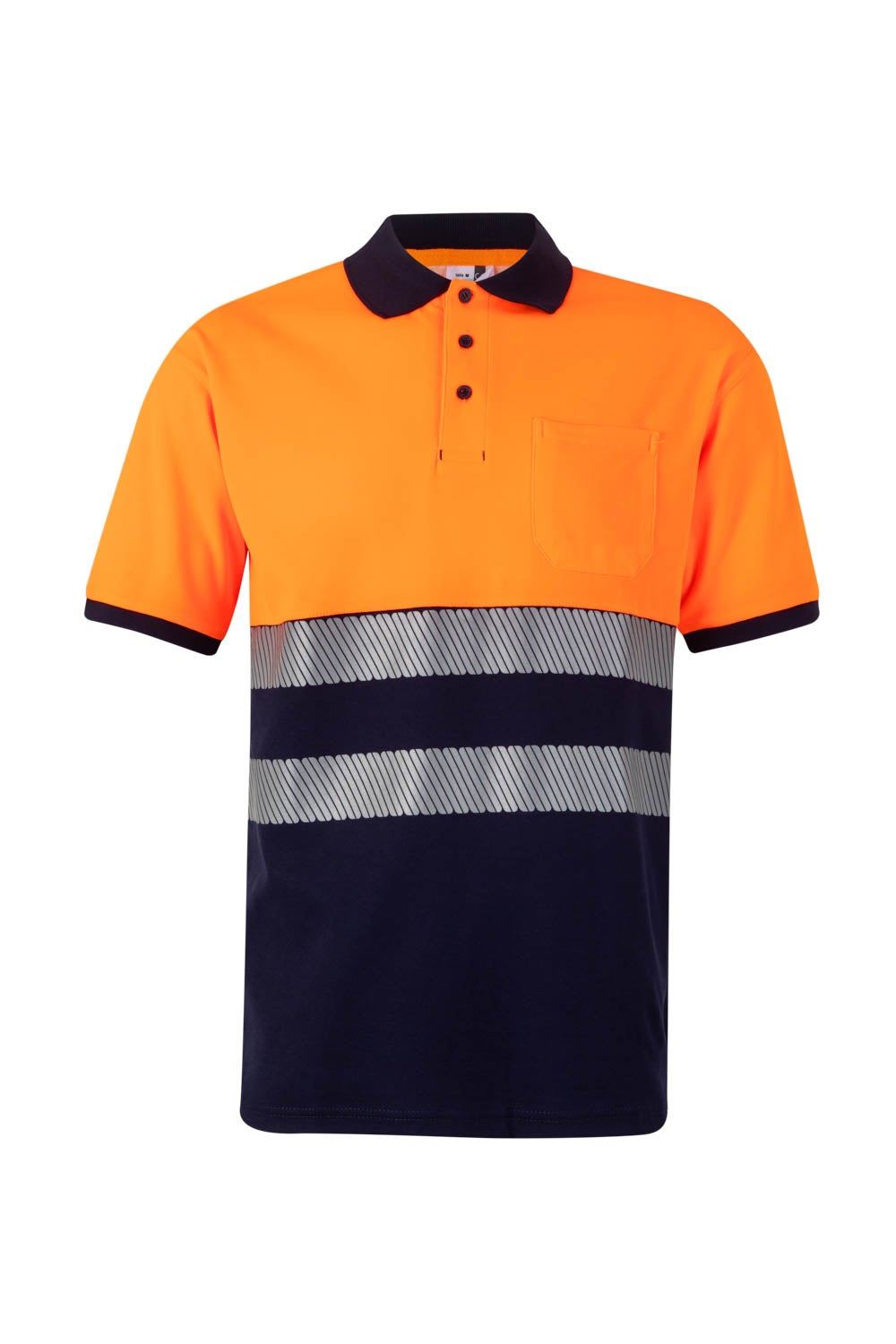 Polo algodón bicolor manga corta cinta segmentada - imagen Velilla Group