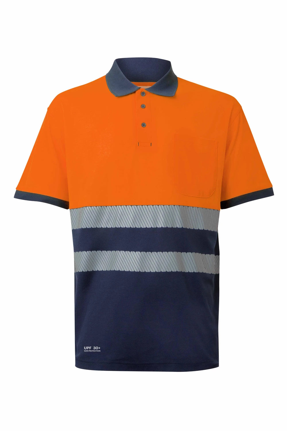 Polo algodón bicolor manga corta cinta segmentada - imagen Velilla Group