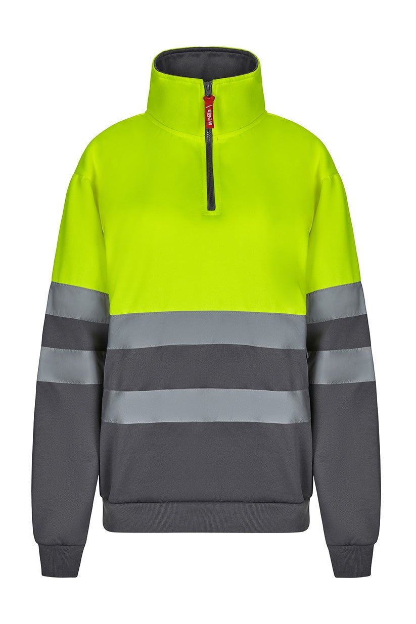 Sudadera bicolor con media cremallera