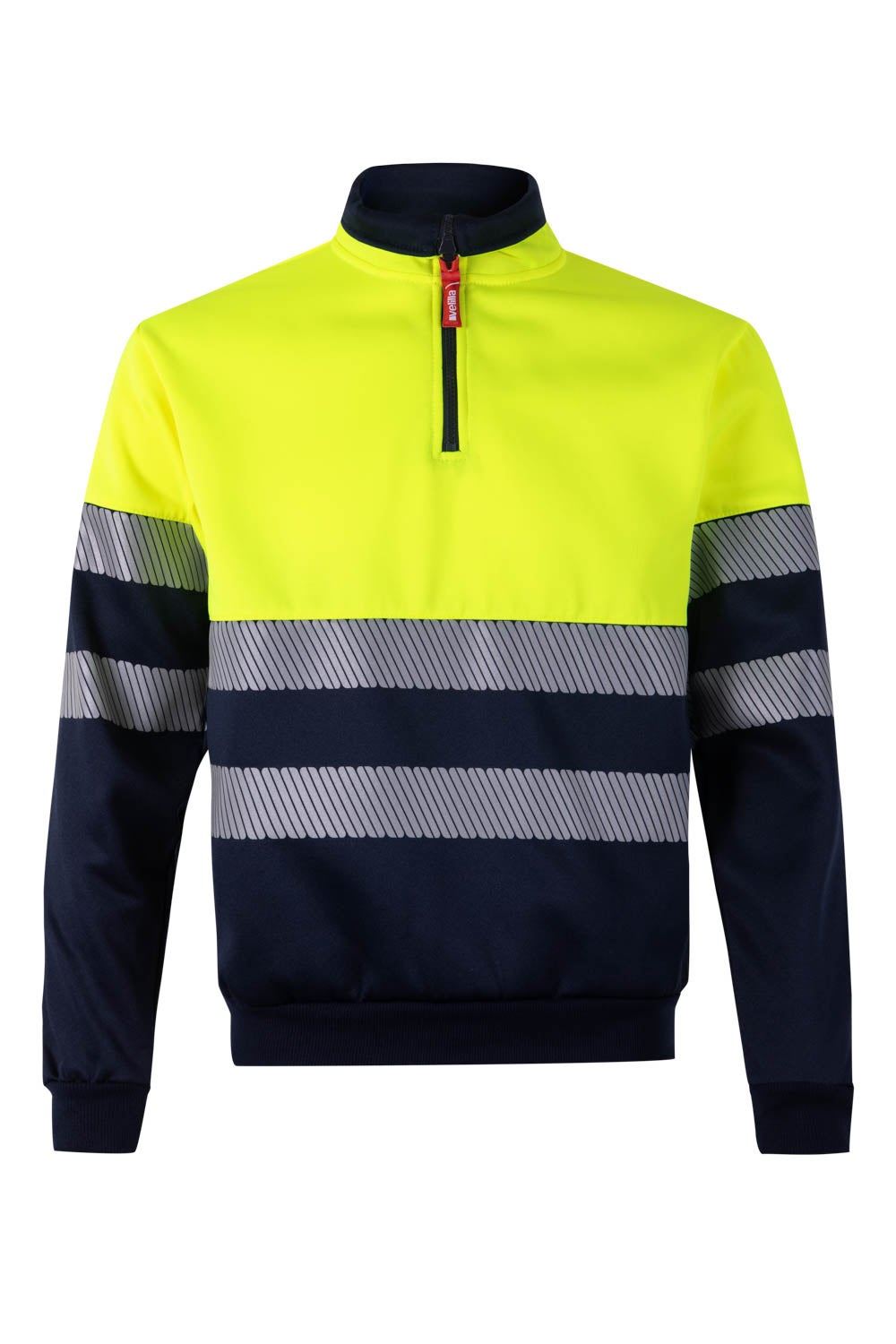 Sudadera bicolor con media cremallera cinta segmentada - imagen Velilla Group