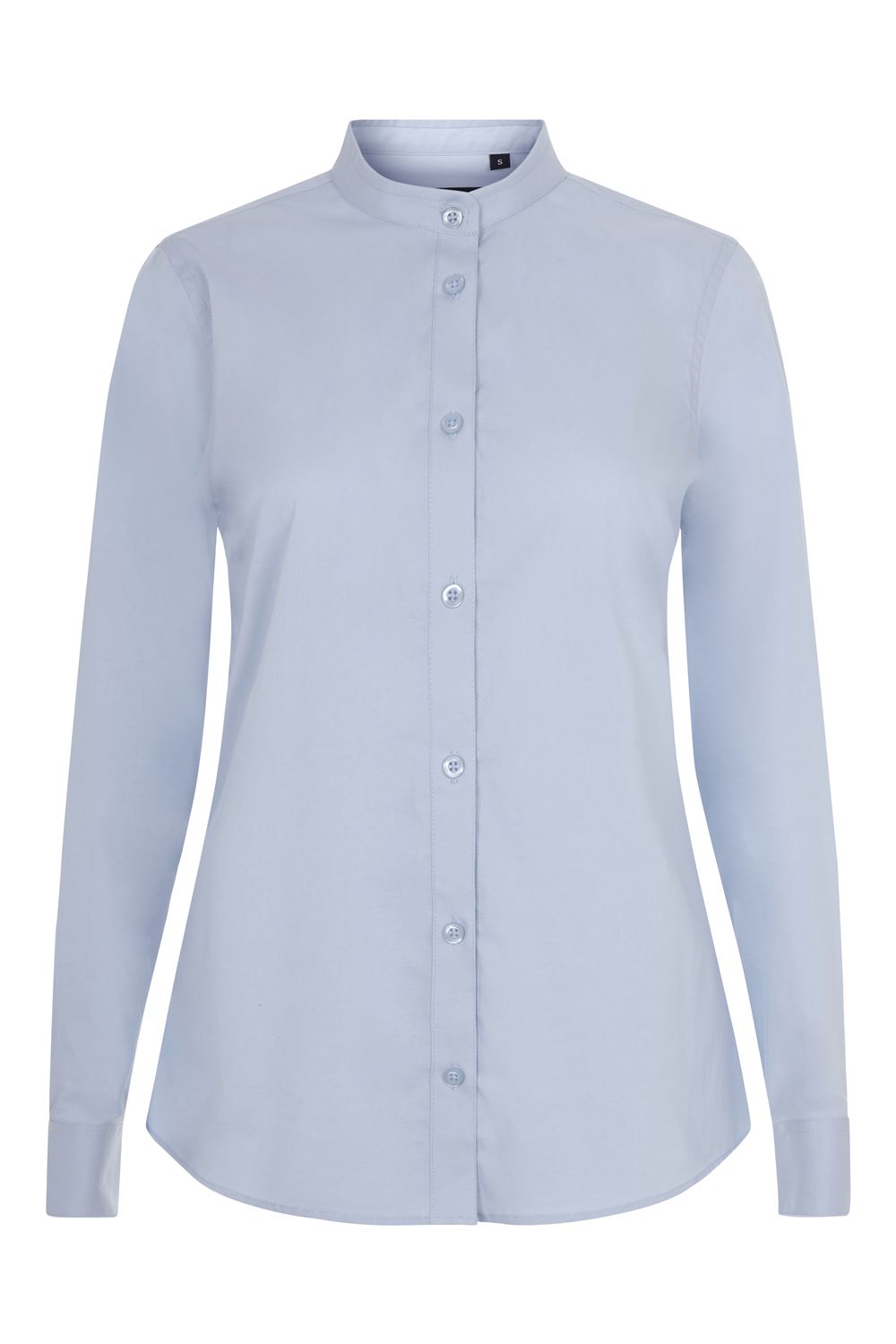 Camisa cuello tirilla stretch manga larga mujer